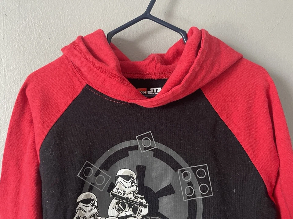 Lego Star Wars Kid Boys Darth Vader Storm Troopers Hooded Raglan Shirt Black 5/6 - Image 4 of 4