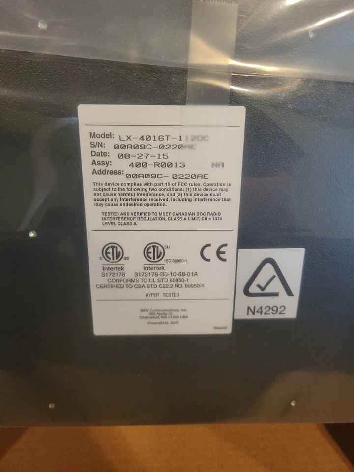 New, MRV Communications, LX-4016T-112DC, LX Series 4000T Console series, 16 port - Image 3 of 4