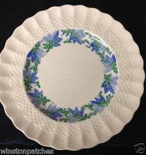 COPELAND SPODE BLUE BELLE SALAD PLATE 7 3/4" GREEN & BLUE FLOWERS BASKETWEAVE