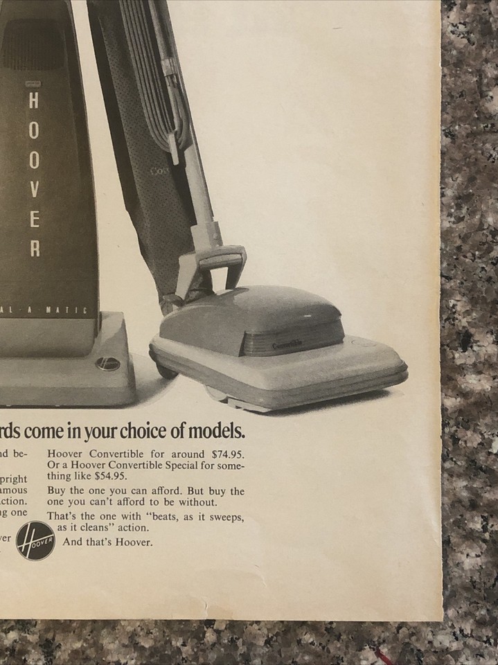 1966 Hoover Vacuum Cleaners VTG 1960s 60s PRINT AD Beats As Sweeps