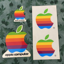 Vintage oryginalne naklejki komputerowe Apple, tęcza