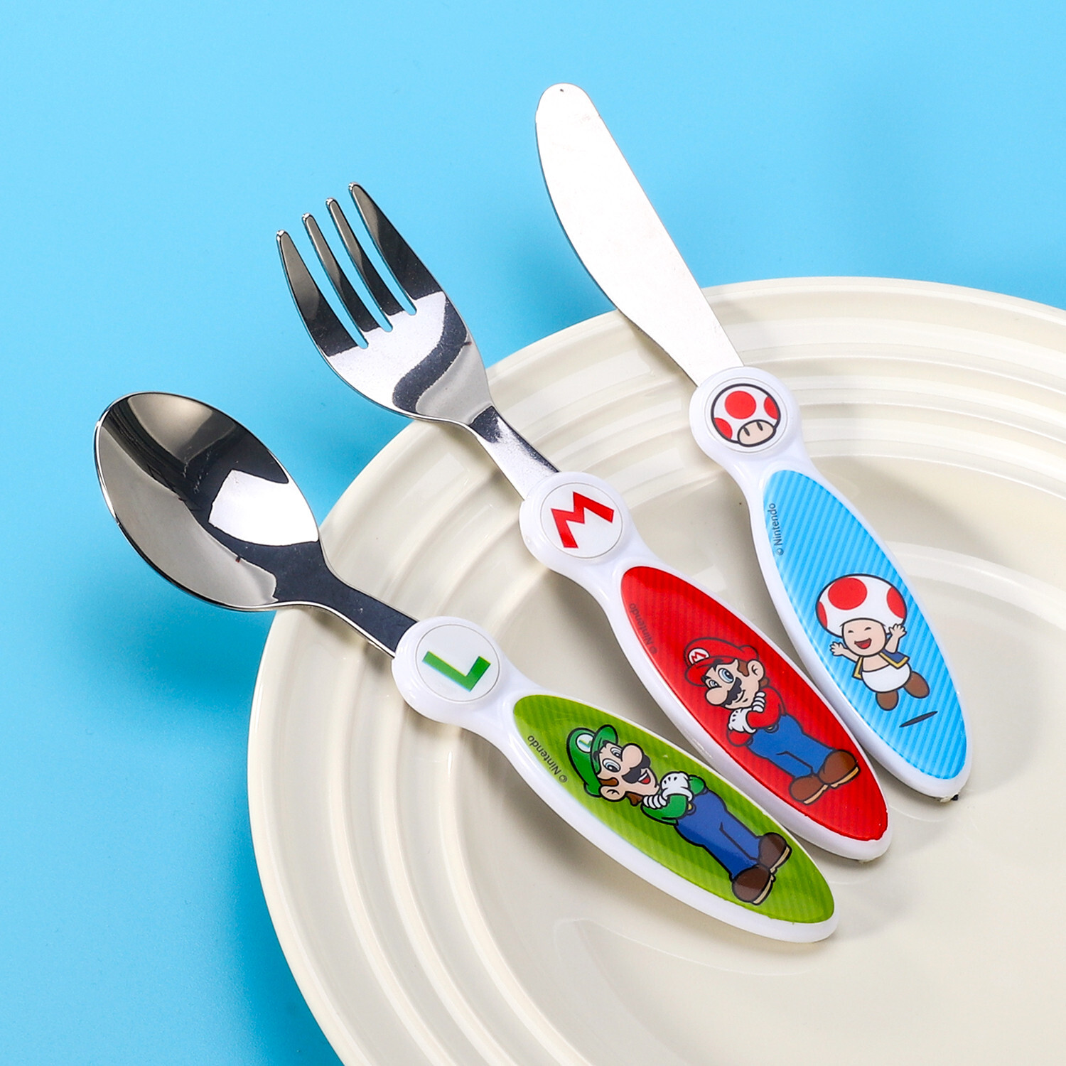 Super Mario Kids 6 Piece Dinnerware Cutlery Set Plate/Bowl/Cup/Knife/Fork/Spoon