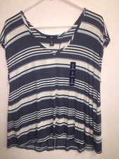 Gap Crossover Top Stripe Fly Away Back Tee Large L NWT NEW Beach Gypsy Shirt