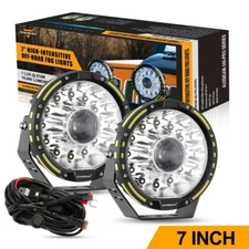 AUXBEAM 7" LED Pods Work Light Bar Round Driving Fog Headlight Truck Off Road 2X