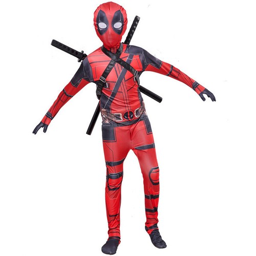 Book Week Superhero Deadpool Kids jumpsuits Mask Set Fancy Dress Costume Cosplay - Picture 3 of 9