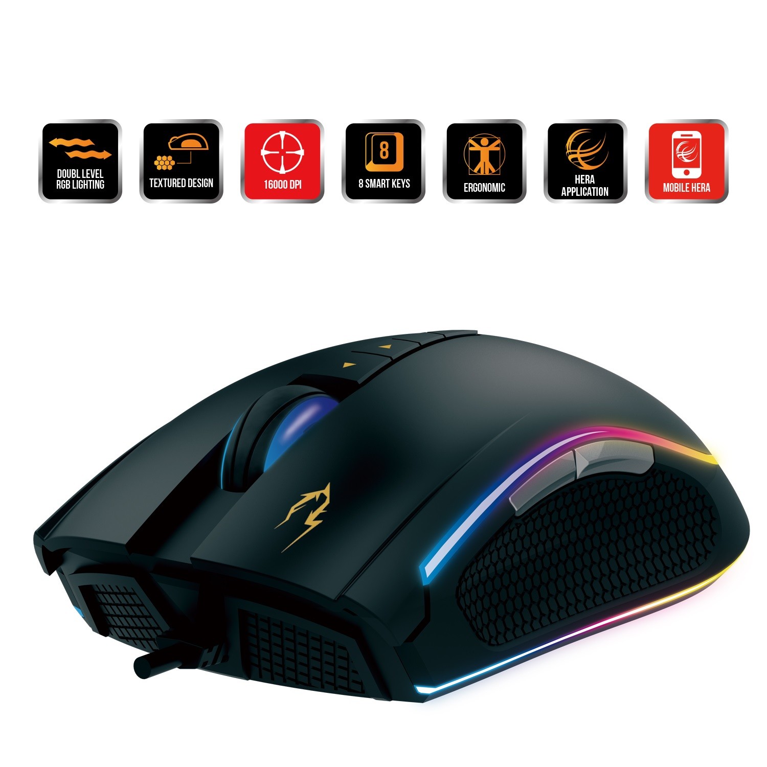 Gamdias ZEUS P2 optical RGB wired mouse upto 16000 dpi