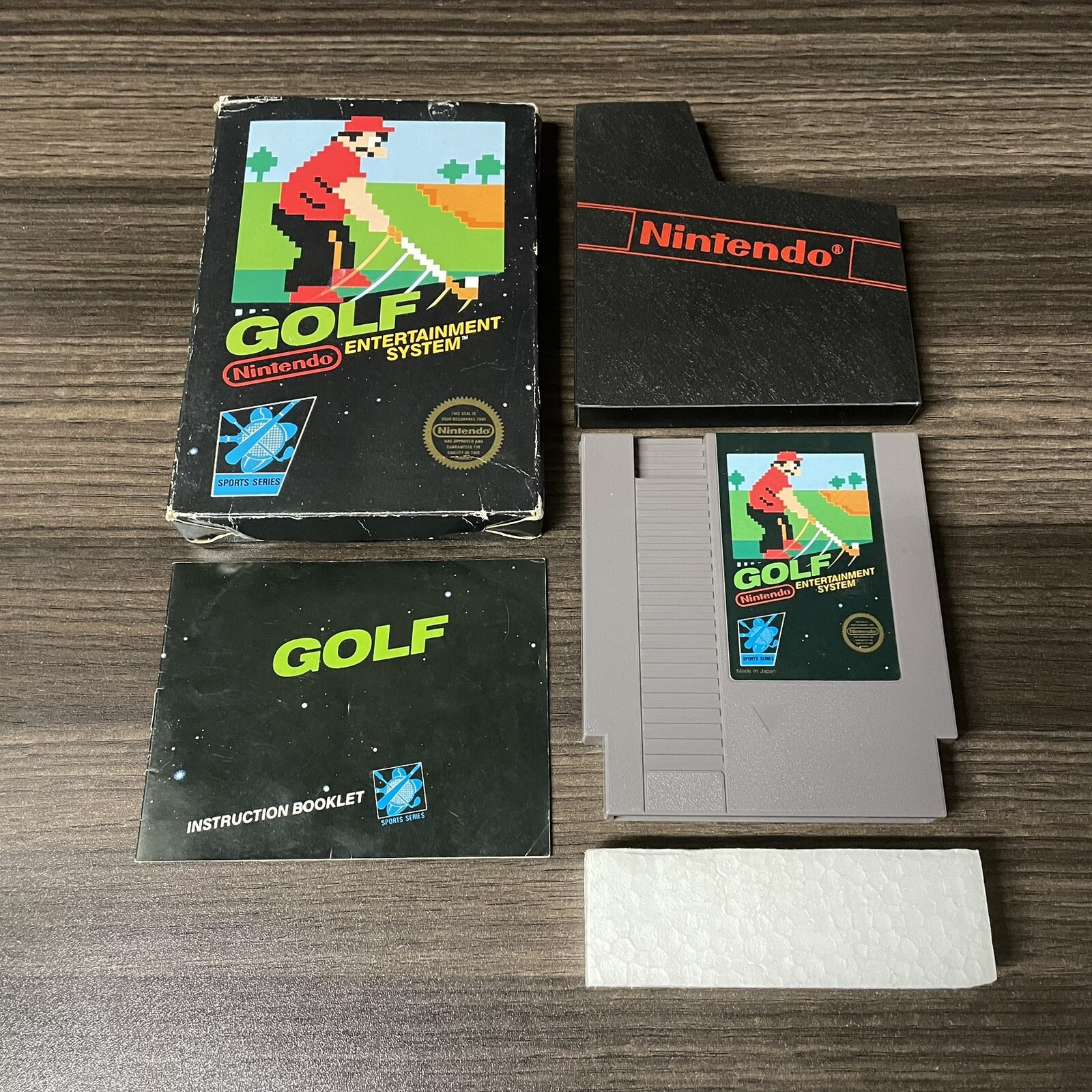 Golf 5 Screw Nintendo NES Black Box Game Cartridge + Box + Instruction Manual 45496630102 eBay