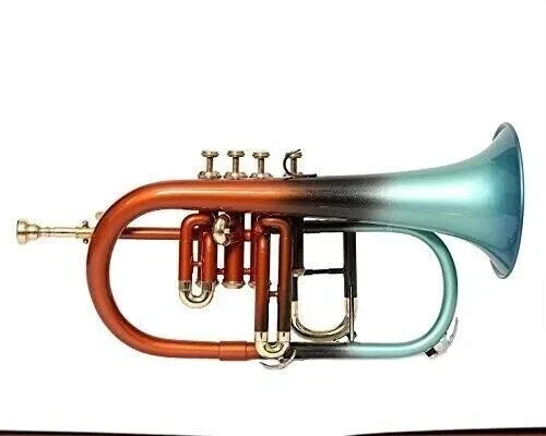 WOCHENENDVERKAUF NEU MESSING SILBER 4 VENTIL Bb/F FLUGEL HORN KOSTENLOSE HARTHÜLLE + MUNDSTÜCK - Bild 2 von 5