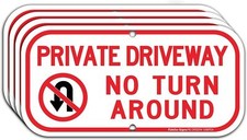 Private Driveway sign,No Turn 12"x 6"x 0.04" Rust Free Aluminum metal sign