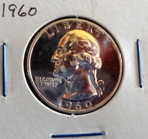 1960P- PROOF-90%-SILVER WASHINGTON QUARTER. HIGHGRADE PROOF. #2818.