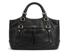 Cole Haan Pebbled Black Leather Large Tote Top Handle Shoulder Bag Satchel