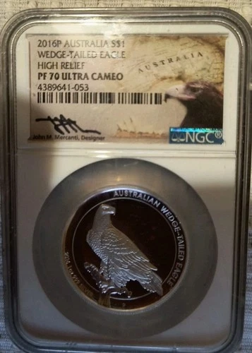 2016-P AUSTRALLIA $1 WEDGE TAILED EAGLE HIGH RELIEF NGC PF70 ULTRA CAMEO