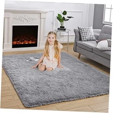  Super Soft Shaggy Rug Fluffy Bedroom Carpets Modern Indoor Fuzzy 5x8 Feet Grey