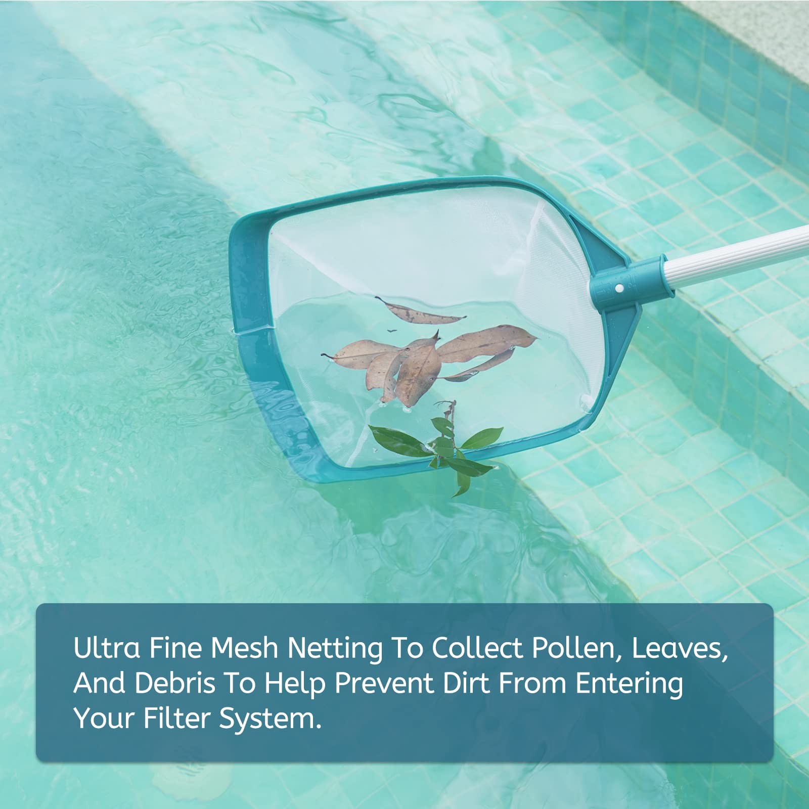 Upgrades Swimming Pool Leaf Net Skimmer Rake with Adjustable Aluminum Pole an...
