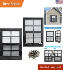 Durable 14x21 Shed Windows with Black Frame – Tempered Glass & Screen Included