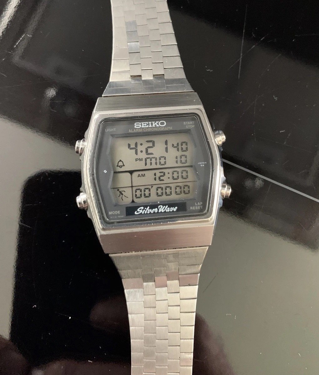 Vintage Digital Seiko running man silver waveWatch A714 | eBay