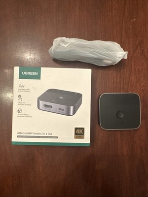 UGREEN USB-C Switch 2 in 1 Out HDMI 4K@60Hz Aluminum Switcher for Laptops Phones