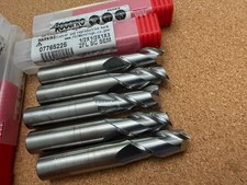 End Mill 5 Each 1/2 DIAMETER x SOLID CARBIDE x 2 FLUTE x Center Cutting New