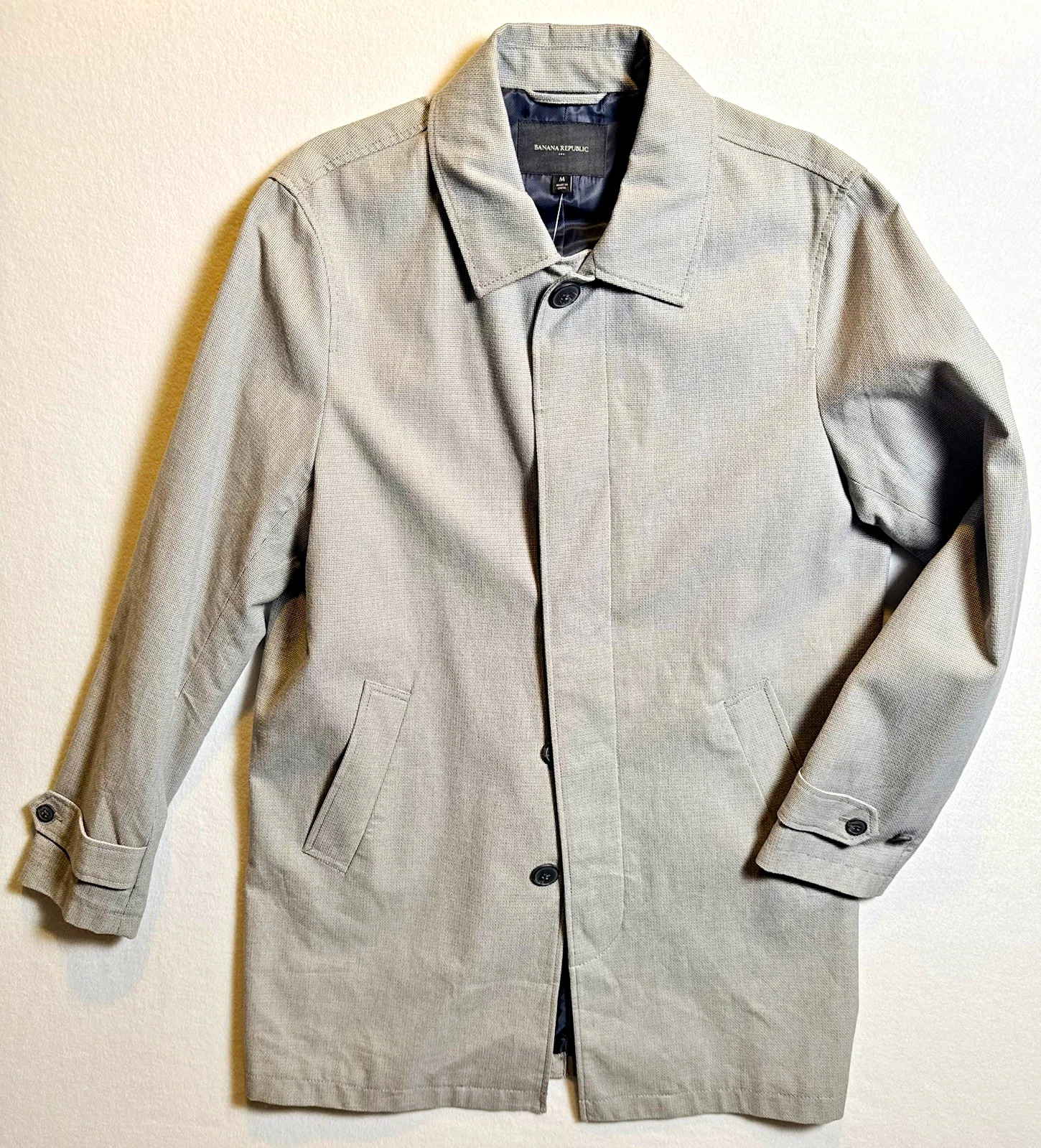 Banana Republic Men’s MAC JACKET-P Gray Lined Cotton Mac Jacket Button M - product detail image 1