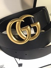 AUTHENTIC WOMEN'S GUCCI MARMONT BLACK LEATHER 1.5  BELT w/ GG Buckle, Size 100cm