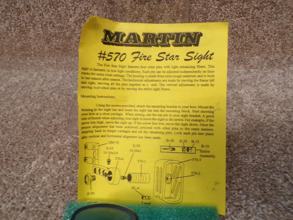 Vintage NOS Martin Archery 570 Five Star Sight 4 pin - Image 2 of 4