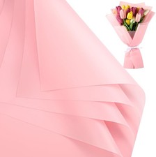 25 Sheets Pink Flower Wrapping Paper, Waterproof Floral Bouquet Wrapping Paper