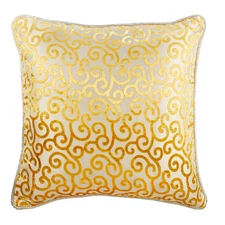 Mimosa Yellow Pillow Cover, 16"x16" Velvet Cushion-Yellow Scroll All The Way