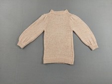 Ann Taylor Women Sweaters XSP Beige Mock Neck Puffed Sleeve Rib Pullover Outdoor