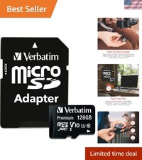 128GB microSDXC Memory Card with Adapter UHS-I V10 Class 10 Supports Full HD...
