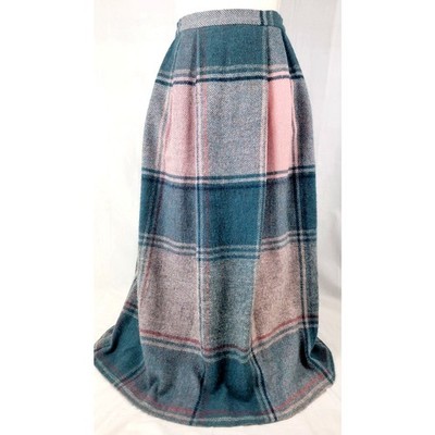 Vintage Alan Paine Wool Plaid Skirt Scotland Tweed Midi Preppy Sz 12