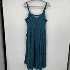 Torrid Super Soft Teal Blue Diamond Print Button Front Midi Dress Pockets Size 2