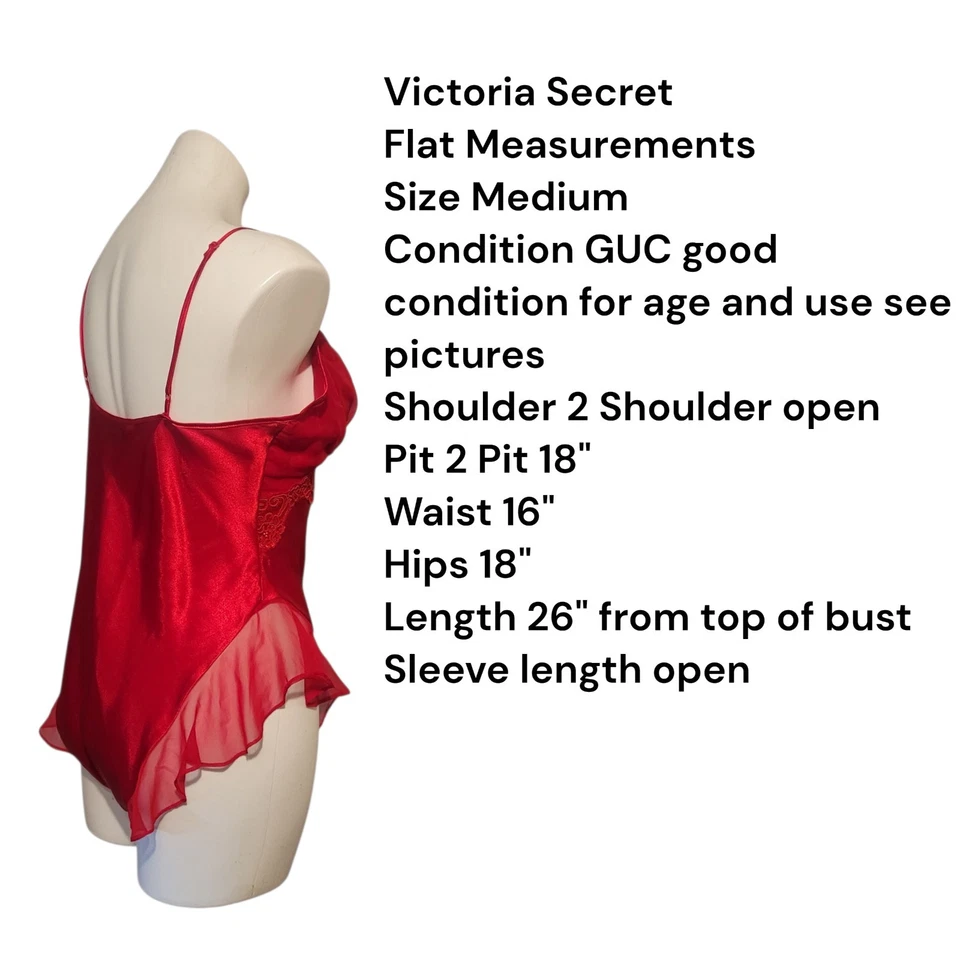 Bodysuit de pelúcia Victoria's Secret Gold Label vintage vermelho cetim e chiffon médio  - Imagem 2 de 4