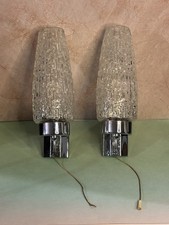 Paire d'appliques murales vintage art déco années 50 60 chromée et tulipe verre