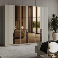 Stilvoller Beiger Kleiderschrank Schlafzimmer Aufbewahrungsschrank