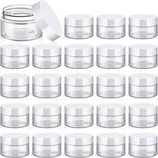 24 Pack 1 Oz Small Plastic Jars with Lids and Labels, round Clear Containers