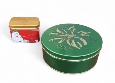 Godiva Chocolates Empty Tin Christmas Bundle