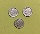 (3) 1948 D Roosevelt Dime 10c - 90% Silver US Dime 10 Cent Green