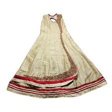 Womens Indian Ethnic Anarkali Dress Gold Lined Embroidered Detail Sleeveless