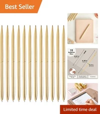Sleek Gold Ballpoint Pens - 12 Pack, Perfect for Guest Books & Desk Accessories