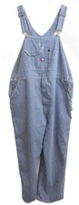 Vtg USA Works Sz 46x30 Railroad Stripe Carpenter Bib Denim Overalls Made in USA