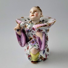 Antique Meissen Porcelain Chinoserie Ink Pounce Pot / Sander Child Figurine