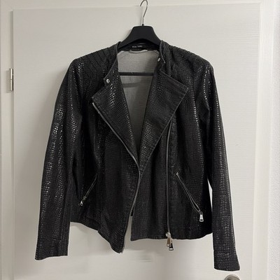 Marc Aurel Damen Jacke Bikerjacke 46 Schwarz Lederoptik Schlangenlederoptil
