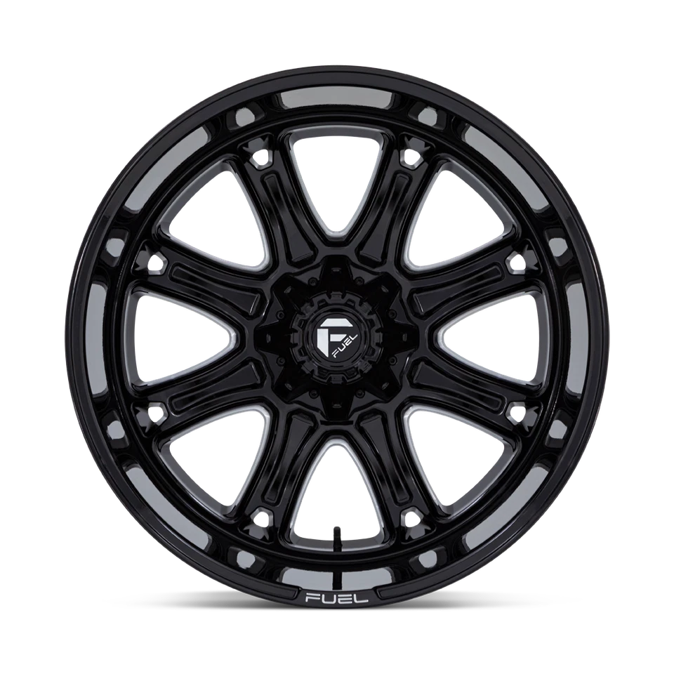 Rueda de 22" Fuel Darkstar 22x9 8x6,5 1 mm negra brillante fresada para Chevy GMC Ram Ford Foto 2 de 4