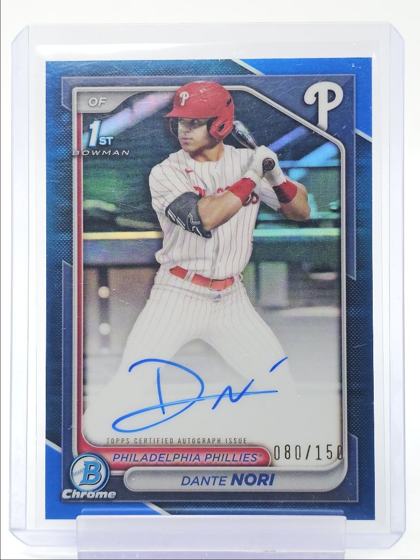 DANTE NORI 2024 BOWMAN CHROME DRAFT 1ST TRUE BLUE AUTO /150 Q2596