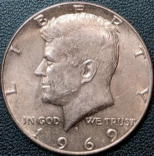 1969D Kennedy 1/2 Dollar, 40% SILVER, XF/UA                                #5658