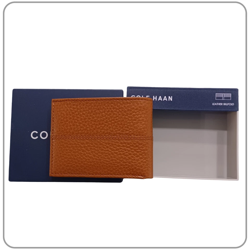 Cole Haan Slim Pebbled Leather Bifold Wallet Brown Tan NWT Gift Box $78 - Image 4 of 4