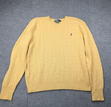 Polo Ralph Lauren Cable Knit Sweater Mens XXL Lambswool Butter Yellow Preppy 90s
