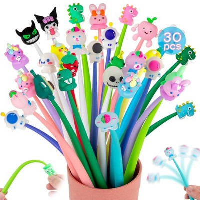 30 Squishy Pens for Kids, Cute Fun Stress Relief Bobblehead Pen, Party Favors...