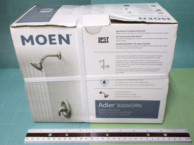 MOEN Adler Spot Resistant Brushed Nickel Shower Head Handle & Valve 82604SRN