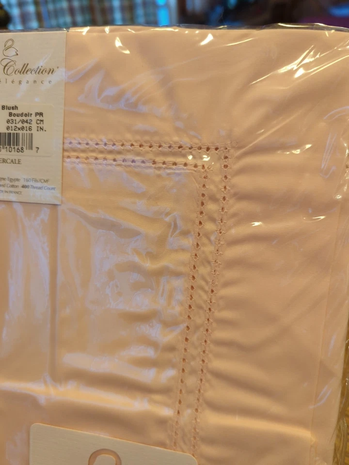 Pair New Yves Delorme Paris Boudoir Shams Elysee Blush Pink Embroidered Pretty! - Image 3 of 4